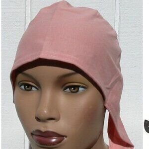 Salmon Pink Cotton Tie Back Bonnet
